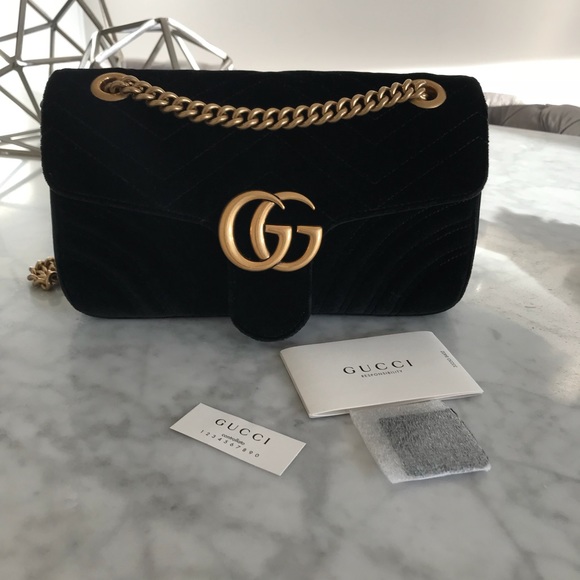 Gucci Handbags - Authentic SMALL Velvet Gucci Marmont